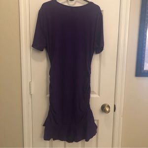 Purple side rouched Tshirt dress. New with tags.